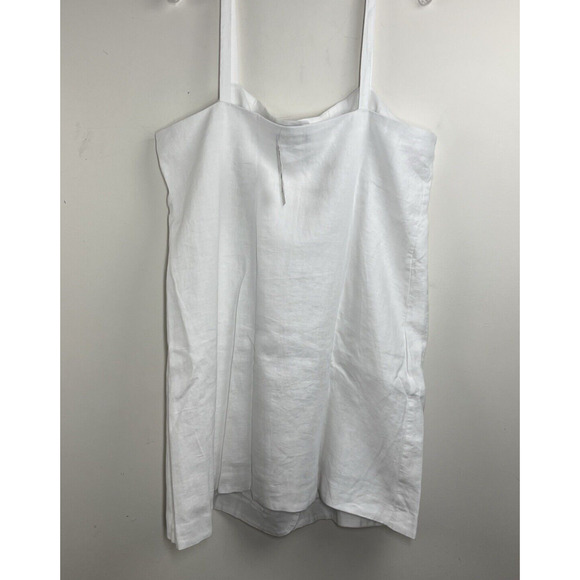 J Crew Claudia Dress in Linen XXL White Shift Square Neckline Button Up Retro - Picture 2 of 14